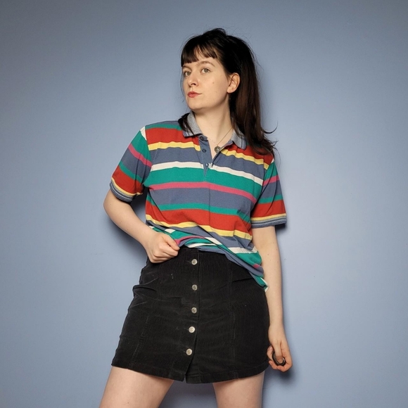 Vintage y2k rainbow stripe polo shirt - Picture 3 of 4